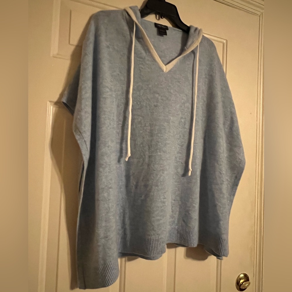 sz L 100% cashmere Sara Campbell  hoodie poncho sweater top